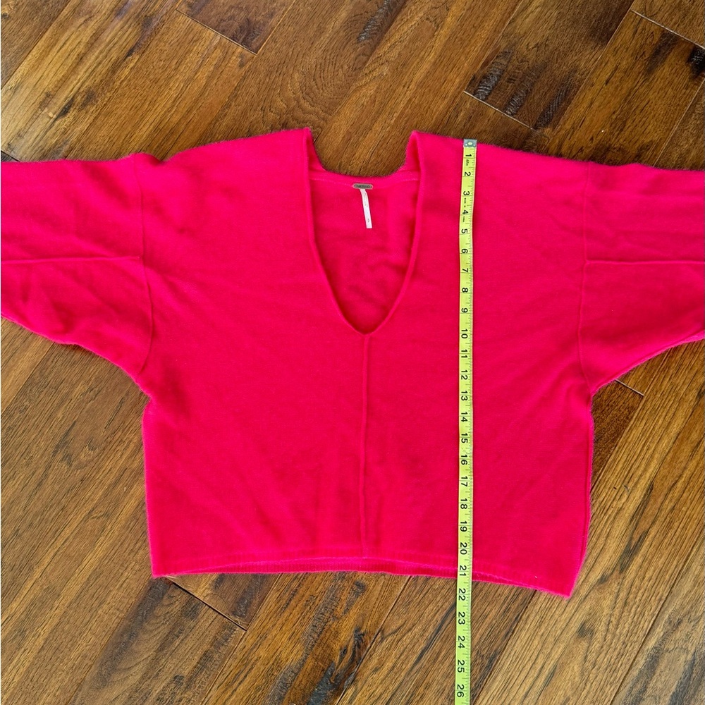 Free People Solitaire Cashmere V neck Sweater in gorgeous bright color size S - Picture 7 of 10